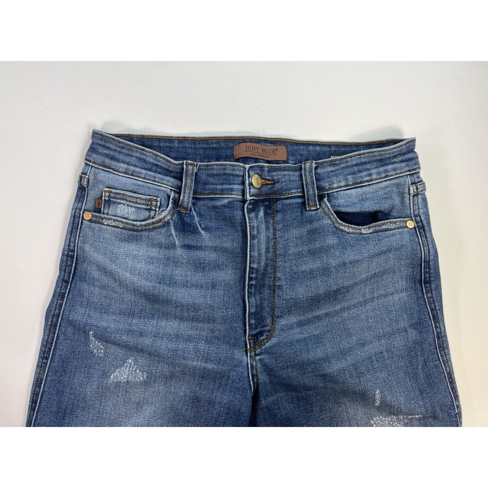 Judy Blue Jeans Retro Wide Leg Size 11/30 Raw Hem Distressed JB82636 Cropped - Picture 3 of 11